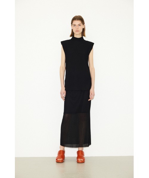 THROW by SLY（スローバイスライ）の「THROW SHEER LATTICE CHECK L/SK シアー ラティスチェック ロングスカート 透け ロングスカート セットアップ可能（スカート・レディース・アイボリー/ブラック/ライトブルー・FREE）」の7枚目の写真