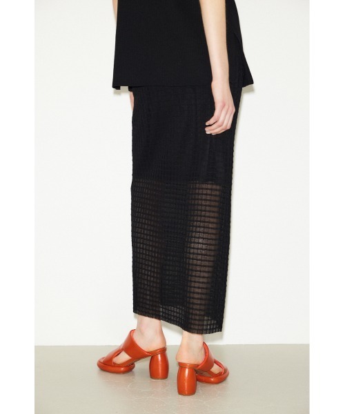 THROW by SLY（スローバイスライ）の「THROW SHEER LATTICE CHECK L/SK シアー ラティスチェック ロングスカート 透け ロングスカート セットアップ可能（スカート・レディース・アイボリー/ブラック/ライトブルー・FREE）」の9枚目の写真