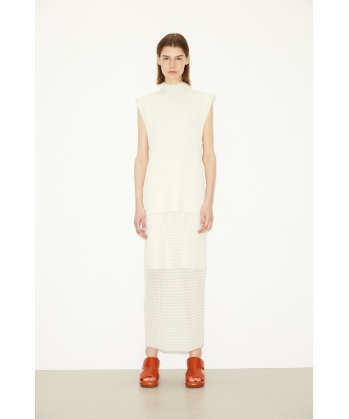 THROW by SLY（スローバイスライ）の「THROW SHEER LATTICE CHECK L/SK シアー ラティスチェック ロングスカート 透け ロングスカート セットアップ可能（スカート・レディース・アイボリー/ブラック/ライトブルー・FREE）」の4枚目の写真