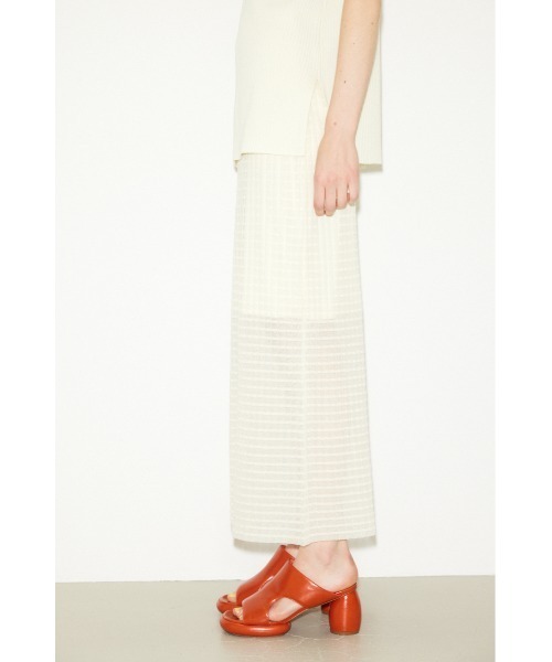 THROW by SLY（スローバイスライ）の「THROW SHEER LATTICE CHECK L/SK シアー ラティスチェック ロングスカート 透け ロングスカート セットアップ可能（スカート・レディース・アイボリー/ブラック/ライトブルー・FREE）」の5枚目の写真