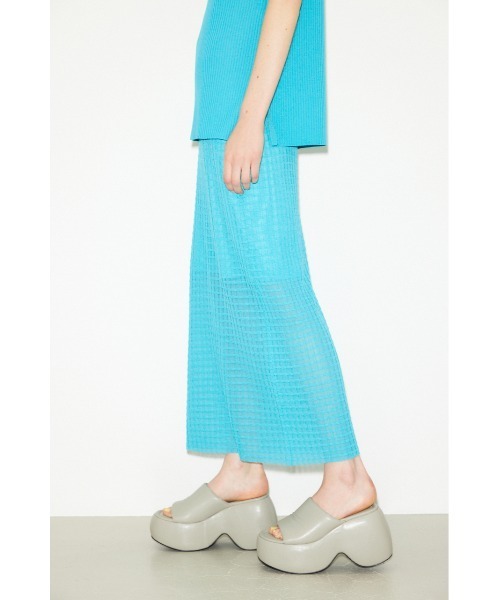 THROW by SLY（スローバイスライ）の「THROW SHEER LATTICE CHECK L/SK シアー ラティスチェック ロングスカート 透け ロングスカート セットアップ可能（スカート・レディース・アイボリー/ブラック/ライトブルー・FREE）」の11枚目の写真