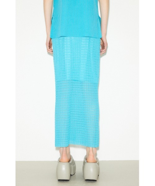 THROW by SLY（スローバイスライ）の「THROW SHEER LATTICE CHECK L/SK シアー ラティスチェック ロングスカート 透け ロングスカート セットアップ可能（スカート・レディース・アイボリー/ブラック/ライトブルー・FREE）」の12枚目の写真