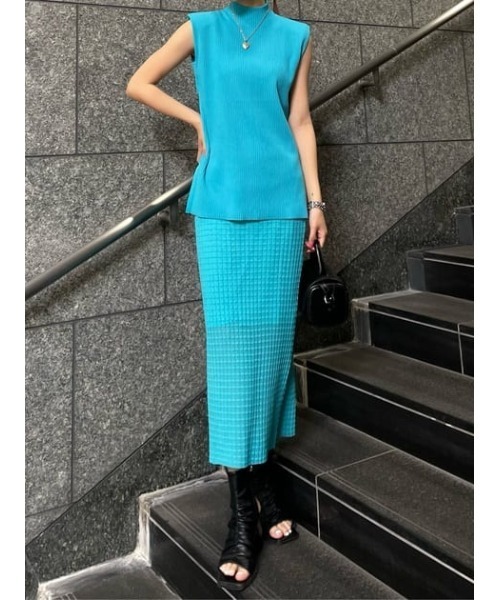 THROW by SLY（スローバイスライ）の「THROW SHEER LATTICE CHECK L/SK シアー ラティスチェック ロングスカート 透け ロングスカート セットアップ可能（スカート・レディース・アイボリー/ブラック/ライトブルー・FREE）」の22枚目の写真