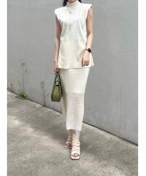 THROW by SLY（スローバイスライ）の「THROW SHEER LATTICE CHECK L/SK シアー ラティスチェック ロングスカート 透け ロングスカート セットアップ可能（スカート・レディース・アイボリー/ブラック/ライトブルー・FREE）」の20枚目の写真
