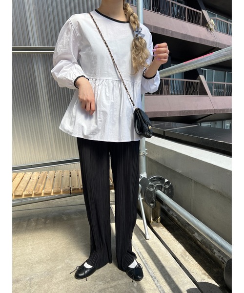 WC（ダブル シー）の「無地プリーツパンツ（スラックス・レディース・ブラック/グリーン/オレンジ/ライトパープル・FREE）」の11枚目の写真