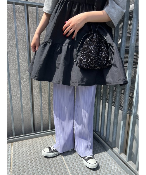 WC（ダブル シー）の「無地プリーツパンツ（スラックス・レディース・ブラック/グリーン/オレンジ/ライトパープル・FREE）」の18枚目の写真