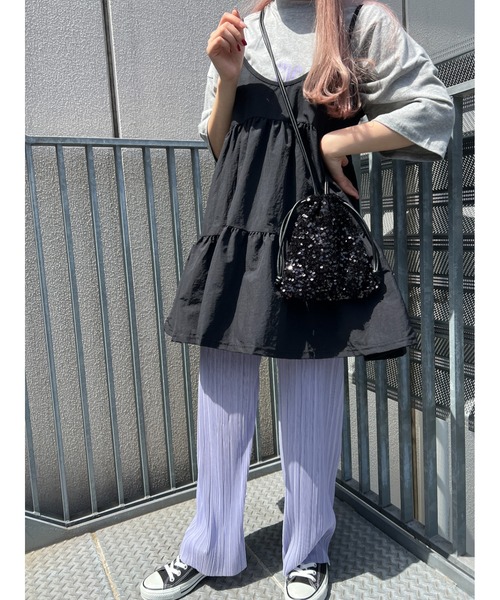 WC（ダブル シー）の「無地プリーツパンツ（スラックス・レディース・ブラック/グリーン/オレンジ/ライトパープル・FREE）」の8枚目の写真