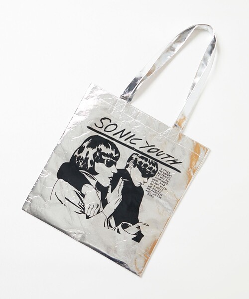 MUSIC TEE（ミュージックティー）の「MUSIC TEE/ミュージックティー SONIC YOUTH TOTE BAG GOO//グラフィック シルバートートバッグ（トートバッグ・メンズ・シルバー・ONE SIZE）」の2枚目の写真