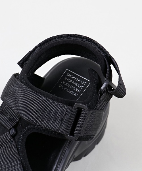 SPINNS（スピンズ）の「ナイロンテープ厚底サンダル（サンダル・レディース・ブラック・S/M/L）」の6枚目の写真