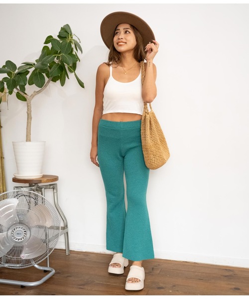 anap mimpi(アナップミンピ)の「サマーニットソフトフレアパンツ(その他パンツ・レディース・グリーン/ダークグレー・FREE)」の14枚目の写真