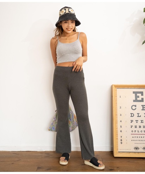 anap mimpi(アナップミンピ)の「サマーニットソフトフレアパンツ(その他パンツ・レディース・グリーン/ダークグレー・FREE)」の15枚目の写真