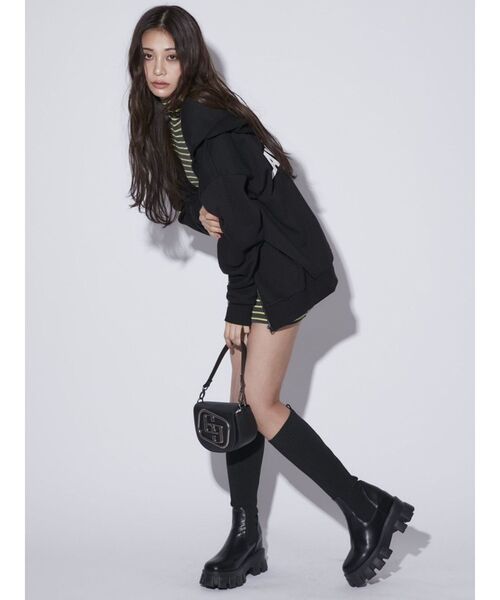 GYDA（ジェイダ）の「テレコタートルタイトワンピース（ワンピース・レディース・ブラック/チャコールグレー/オフホワイト・FREE）」の14枚目の写真