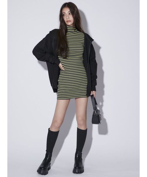 GYDA（ジェイダ）の「テレコタートルタイトワンピース（ワンピース・レディース・ブラック/チャコールグレー/オフホワイト・FREE）」の15枚目の写真