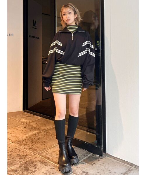 GYDA（ジェイダ）の「テレコタートルタイトワンピース（ワンピース・レディース・ブラック/チャコールグレー/オフホワイト・FREE）」の18枚目の写真