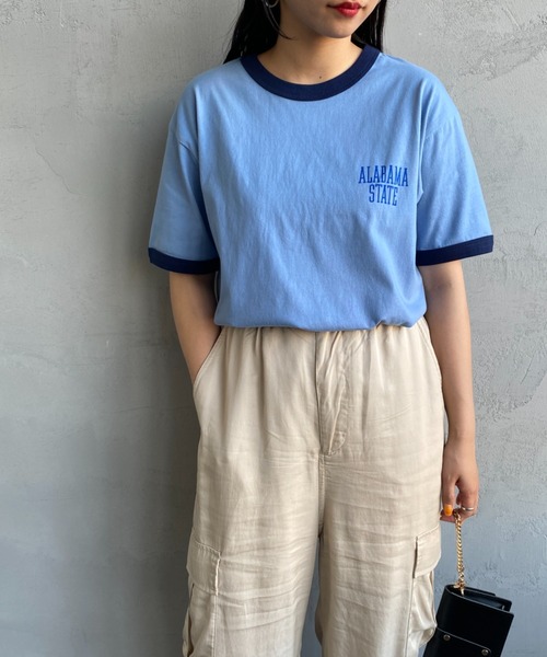 SCREEN STARS（スクリーンスターズ）の「[SCREEN STARS/スクリーンスターズ] 別注 プリントデザイン リンガーTシャツ（Tシャツ/カットソー・レディース・ヘザーグレー/サックスブルー/ネイビー/オフホワイト・F）」の4枚目の写真