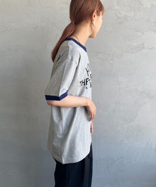 SCREEN STARS（スクリーンスターズ）の「[SCREEN STARS/スクリーンスターズ] 別注 プリントデザイン リンガーTシャツ（Tシャツ/カットソー・レディース・ヘザーグレー/サックスブルー/ネイビー/オフホワイト・F）」の14枚目の写真