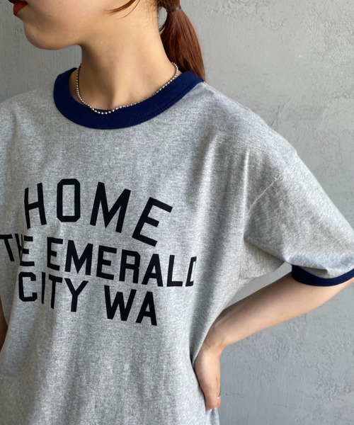 SCREEN STARS（スクリーンスターズ）の「[SCREEN STARS/スクリーンスターズ] 別注 プリントデザイン リンガーTシャツ（Tシャツ/カットソー・レディース・ヘザーグレー/サックスブルー/ネイビー/オフホワイト・F）」の18枚目の写真