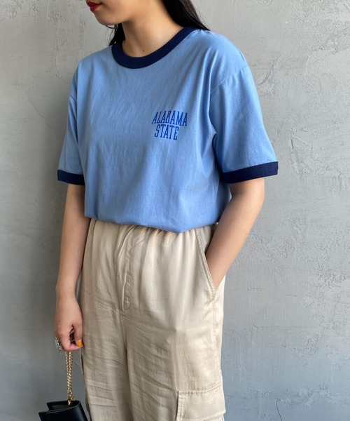 SCREEN STARS（スクリーンスターズ）の「[SCREEN STARS/スクリーンスターズ] 別注 プリントデザイン リンガーTシャツ（Tシャツ/カットソー・レディース・ヘザーグレー/サックスブルー/ネイビー/オフホワイト・F）」の6枚目の写真