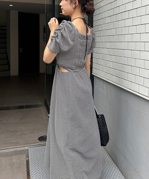 one after another NICE CLAUP（ワンアフターアナザーナイスクラップ）の「カップ付きワッフルロングワンピース（ワンピース・レディース・ブラック/ピンク/ホワイト×ブラック/オートミール・FREE）」の5枚目の写真