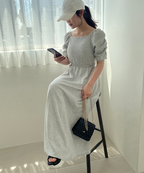 one after another NICE CLAUP（ワンアフターアナザーナイスクラップ）の「カップ付きワッフルロングワンピース（ワンピース・レディース・ブラック/ピンク/ホワイト×ブラック/オートミール・FREE）」の12枚目の写真