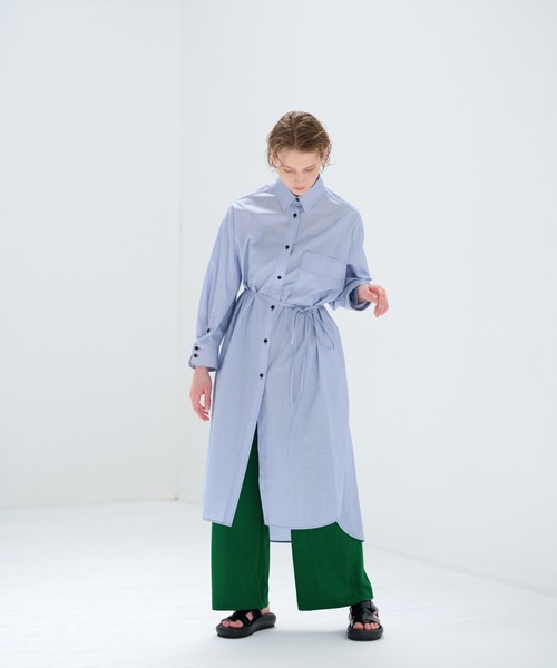LANVIN en Bleu（ランバンオンブルー）の「ストライプシャツワンピース（シャツワンピース・レディース・オフホワイト/ブルー・38）」の5枚目の写真