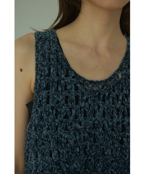 BLACK BY MOUSSY（ブラックバイマウジー）の「mole yarn knit vest(モールヤーンニットベスト)（ベスト・レディース・ライトカーキ/ブルー・FREE）」の20枚目の写真