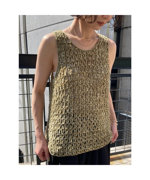 BLACK BY MOUSSY（ブラックバイマウジー）の「mole yarn knit vest(モールヤーンニットベスト)（ベスト・レディース・ライトカーキ/ブルー・FREE）」の11枚目の写真