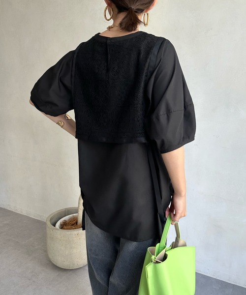 DouDou（ドゥドゥ）の「【WEB限定】レースドッキングブラウス（シャツ/ブラウス・レディース・オフホワイト/ブラック・FREE）」の20枚目の写真