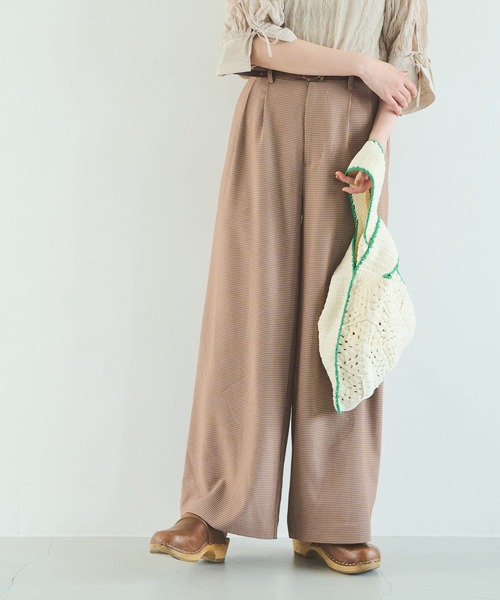 Crisp(クリスプ)の「チェックワイドパンツ(その他パンツ・レディース・ブラウン/グリーン・FREE)」の6枚目の写真