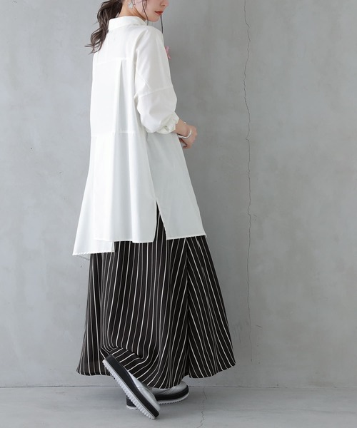 n'OrLABEL（ノアールレーベル）の「【廃盤】『落ち感×ストライプ柄フレアスカート』（スカート・レディース・ネイビー/ブラック・FREE）」の3枚目の写真