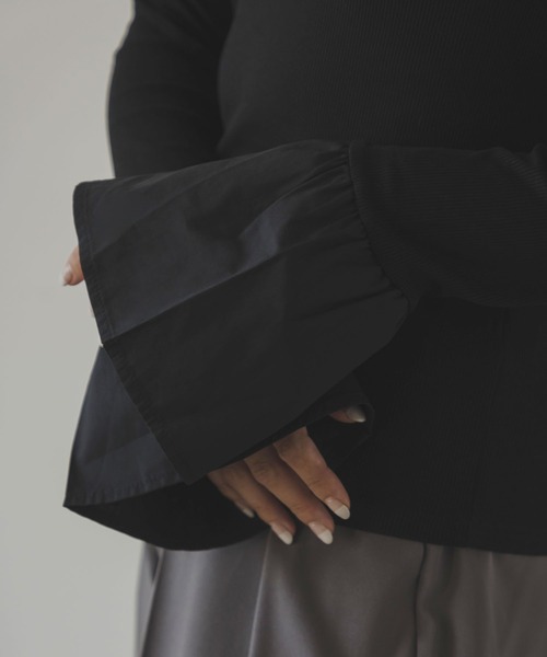 rectangle（レクタングル）の「フレアスリーブトップス（Tシャツ/カットソー・レディース・チャコールグレー/アイボリー/ブラック・FREE）」の13枚目の写真