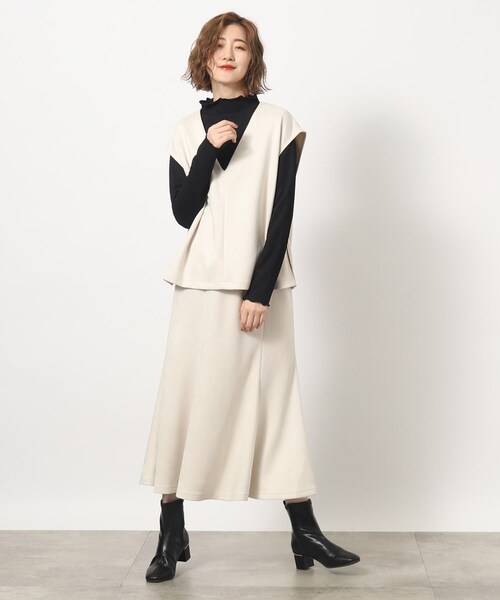 grove（グローブ）の「◆もっちりソフトな風合いが病みつきになるマシュマロタッチスウェードセットアップ（セットアップ・レディース・アイボリー/ブルー/チャコールグレー・02/03/01/05/04）」の2枚目の写真