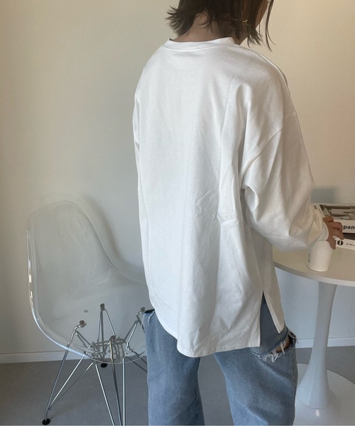 y/m by misato（イムバイミサト）の「CAMBRIDGE ロンT（Tシャツ/カットソー・レディース・ブラック/オフホワイト/杢グレー・FREE）」の12枚目の写真