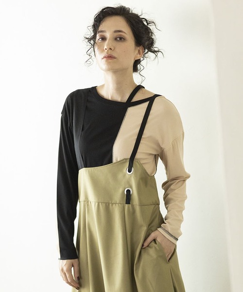 OSMOSIS（オズモーシス）の「ステッチテレコTシャツ（Tシャツ/カットソー・レディース・グリーン/その他/ブラック・ONE SIZE）」の3枚目の写真