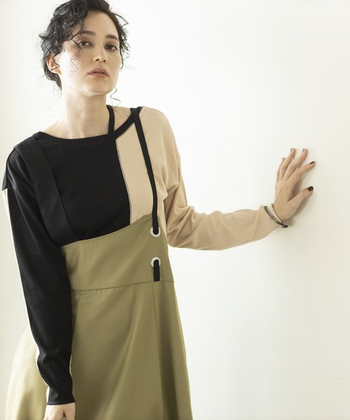 OSMOSIS（オズモーシス）の「ステッチテレコTシャツ（Tシャツ/カットソー・レディース・グリーン/その他/ブラック・ONE SIZE）」の14枚目の写真