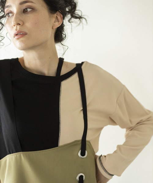 OSMOSIS（オズモーシス）の「ステッチテレコTシャツ（Tシャツ/カットソー・レディース・グリーン/その他/ブラック・ONE SIZE）」の15枚目の写真