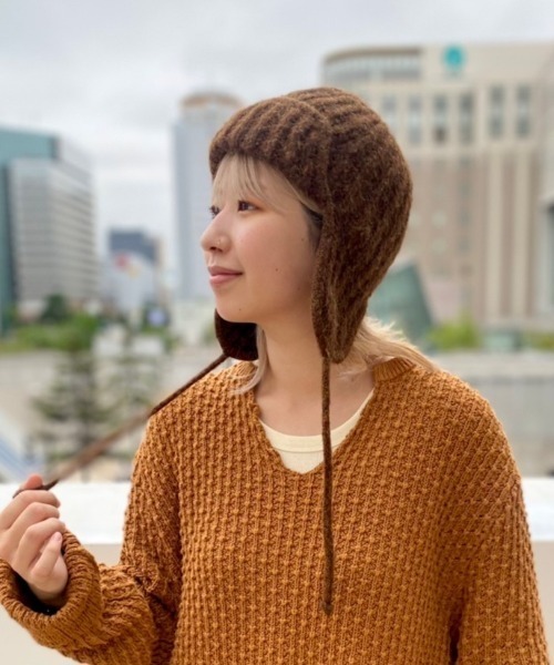 Odds（オッズ）の「odds/オッズ  MOHAIR FLY WATCH（ニットキャップ/ビーニー・レディース・ネイビー/ブラウン/アイボリー・FREE）」の3枚目の写真