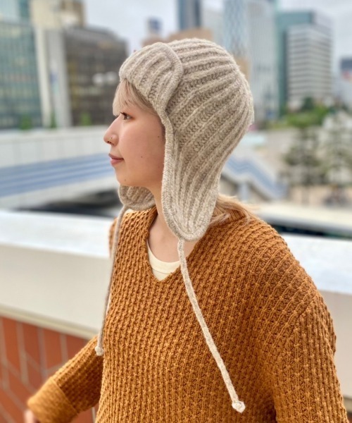 Odds（オッズ）の「odds/オッズ  MOHAIR FLY WATCH（ニットキャップ/ビーニー・レディース・ネイビー/ブラウン/アイボリー・FREE）」の2枚目の写真