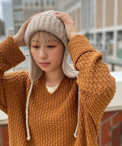 Odds（オッズ）の「odds/オッズ  MOHAIR FLY WATCH（ニットキャップ/ビーニー・レディース・ネイビー/ブラウン/アイボリー・FREE）」の5枚目の写真