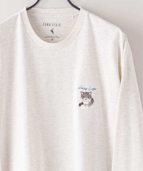 UNIIT(ユニット)の「【ZEROSTAIN/ゼロステイン】汗染みの目立たないTシャツ 刺繍 ロンT 撥水 防汚 UVカット 紫外線対策 犬 猫(Tシャツ/カットソー・メンズ・オフホワイト/オリーブ/ブルーグレー/ホワイト/ホワイト系その他/グリーン・MEDIUM/LARGE/X-LARGE)」の2枚目の写真