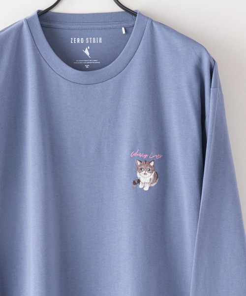 UNIIT(ユニット)の「【ZEROSTAIN/ゼロステイン】汗染みの目立たないTシャツ 刺繍 ロンT 撥水 防汚 UVカット 紫外線対策 犬 猫(Tシャツ/カットソー・メンズ・オフホワイト/オリーブ/ブルーグレー/ホワイト/ホワイト系その他/グリーン・MEDIUM/LARGE/X-LARGE)」の4枚目の写真