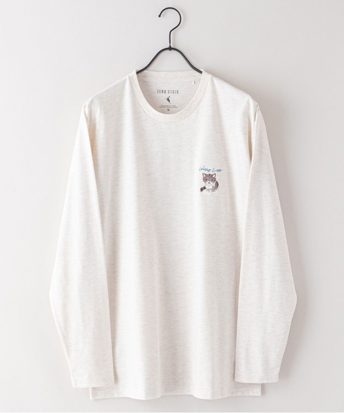 UNIIT(ユニット)の「【ZEROSTAIN/ゼロステイン】汗染みの目立たないTシャツ 刺繍 ロンT 撥水 防汚 UVカット 紫外線対策 犬 猫(Tシャツ/カットソー・メンズ・オフホワイト/オリーブ/ブルーグレー/ホワイト/ホワイト系その他/グリーン・MEDIUM/LARGE/X-LARGE)」の15枚目の写真