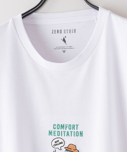 UNIIT(ユニット)の「【ZEROSTAIN/ゼロステイン】汗染みの目立たないTシャツ 刺繍 ロンT 撥水 防汚 UVカット 紫外線対策 犬 猫(Tシャツ/カットソー・メンズ・オフホワイト/オリーブ/ブルーグレー/ホワイト/ホワイト系その他/グリーン・MEDIUM/LARGE/X-LARGE)」の7枚目の写真