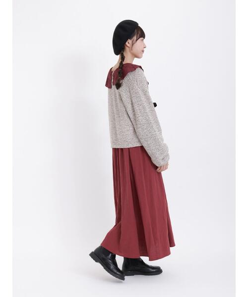 Samansa Mos2（サマンサ モスモス）の「ツイードライクニットジャケット（ノーカラージャケット・レディース・キナリ/ブラック/ブラウン・F）」の9枚目の写真