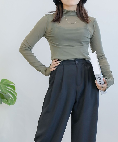 aimoha(アイモハ)の「シアートップ(Tシャツ/カットソー・レディース・ベージュ/グリーン/ブラック/ホワイト・FREE)」の20枚目の写真
