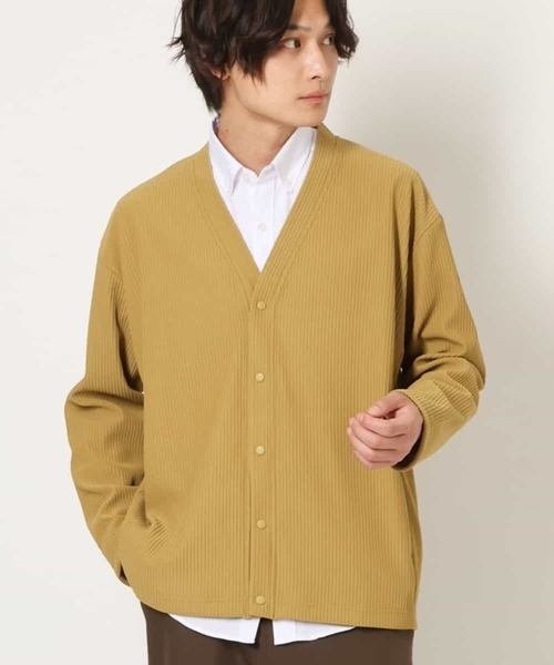 a.v.v(アーヴェヴェ)の「【毛玉になりにくい】タックジャージーカーディガン(カーディガン/ボレロ・メンズ・ブラック/イエロー/チャコールグレー・48/46/44/50)」の1枚目の写真