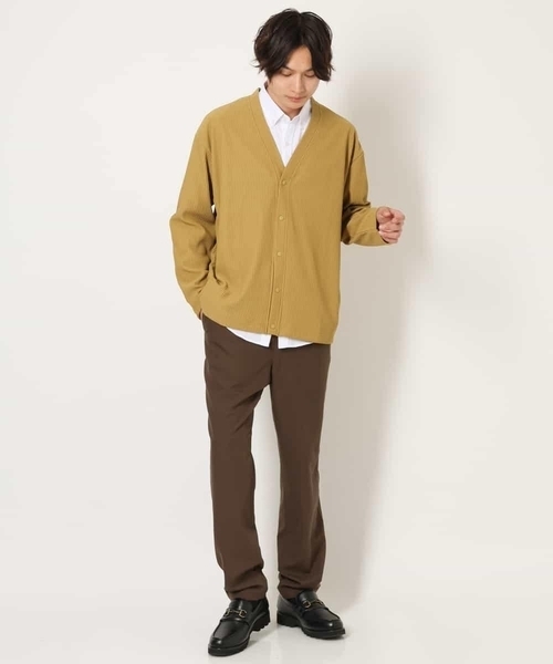 a.v.v(アーヴェヴェ)の「【毛玉になりにくい】タックジャージーカーディガン(カーディガン/ボレロ・メンズ・ブラック/イエロー/チャコールグレー・48/46/44/50)」の12枚目の写真