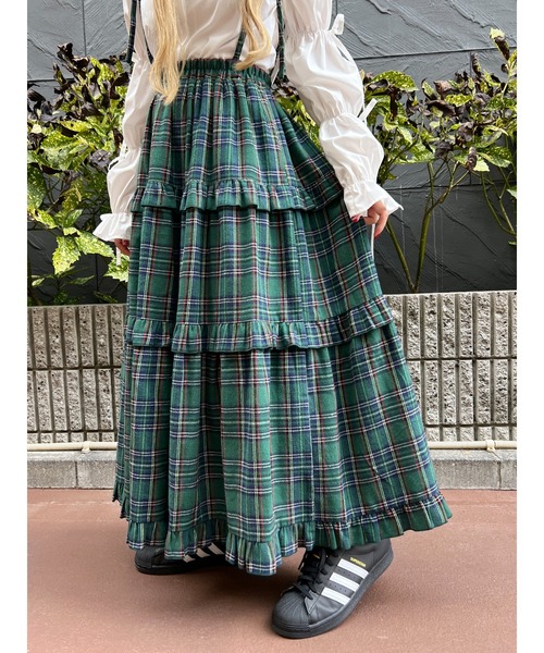 WC(ダブル シー)の「【ベストセラー☆】チェックティアードロングスカート(スカート・レディース・ブラック/レッド/グリーン・FREE)」の19枚目の写真