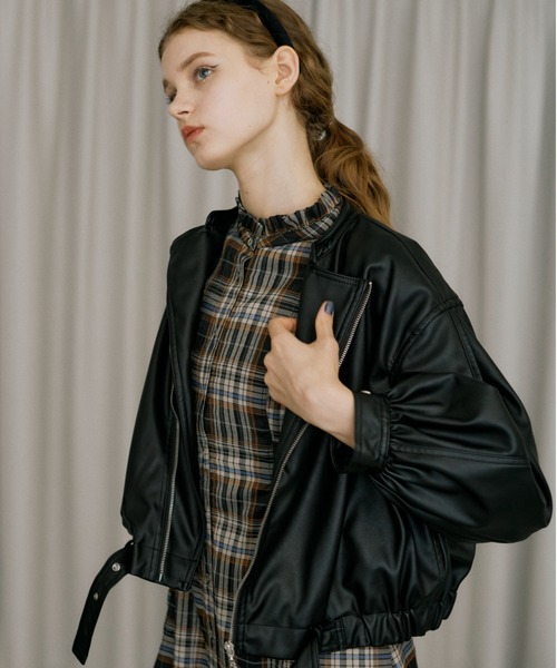 idem（イデム）の「vegan leather blouson/フェイクレザーブルゾン（ブルゾン・レディース・ブラック・FREE）」の2枚目の写真