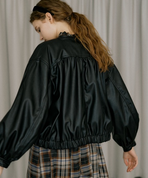 idem（イデム）の「vegan leather blouson/フェイクレザーブルゾン（ブルゾン・レディース・ブラック・FREE）」の4枚目の写真